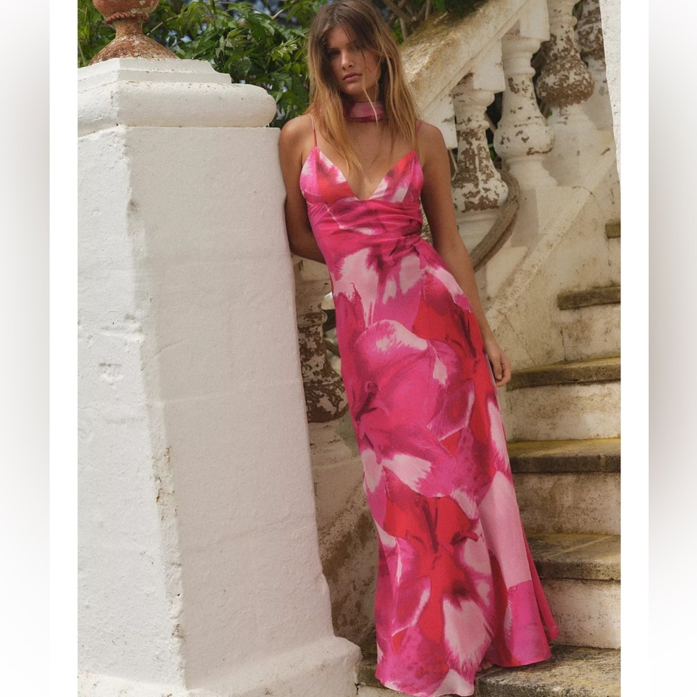 Zara Foulard Print Long Dress
